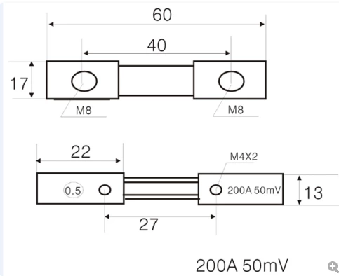 200A 2 50mV Corea Type Voltmeter Ammeter DC Current Manganin Shunt Resistor