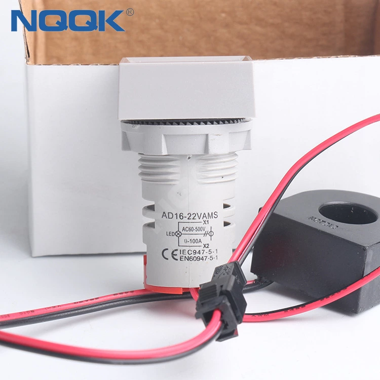 22mm 100A 50~500V AC White Green Red Yellow Blue Square LED Indicator Digital Voltmeter Ammeter