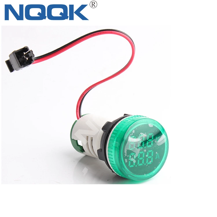 22mm 100A 50~500V AC White Green Red Yellow Blue Single LED Indicator Digital Voltmeter Ammeter