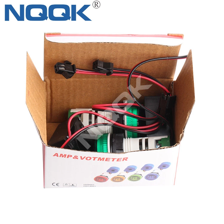 22mm 100A 50~500V AC White Green Red Yellow Blue Single LED Indicator Digital Voltmeter Ammeter