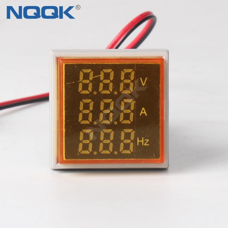 22mm Yellow Square LED Indicator Digital Voltmeter Ammeter Hz Frequency Multifunction Meter