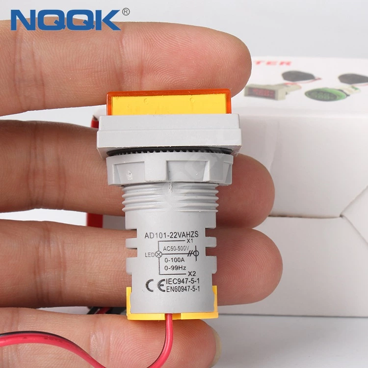 22mm Yellow Square LED Indicator Digital Voltmeter Ammeter Hz Frequency Multifunction Meter