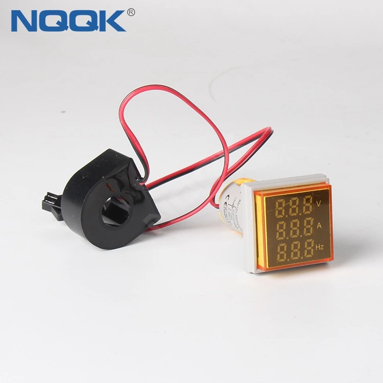 22mm Yellow Square LED Indicator Digital Voltmeter Ammeter Hz Frequency Multifunction Meter