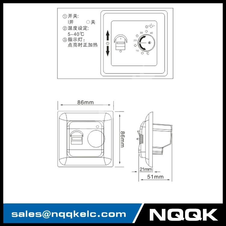 RTC70 3A 16A LED sensor electronic heating thermostat for mounting wallbox