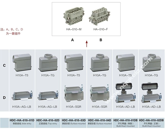HA series 10 Poles of connector heavy duty power connector