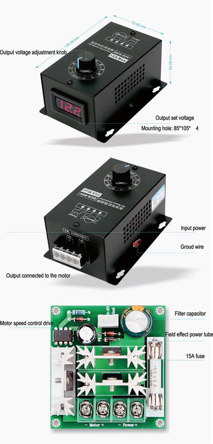 DC 12v 24v 48v high-power motor control governor switch reversing pwm module DC SCR motor governor