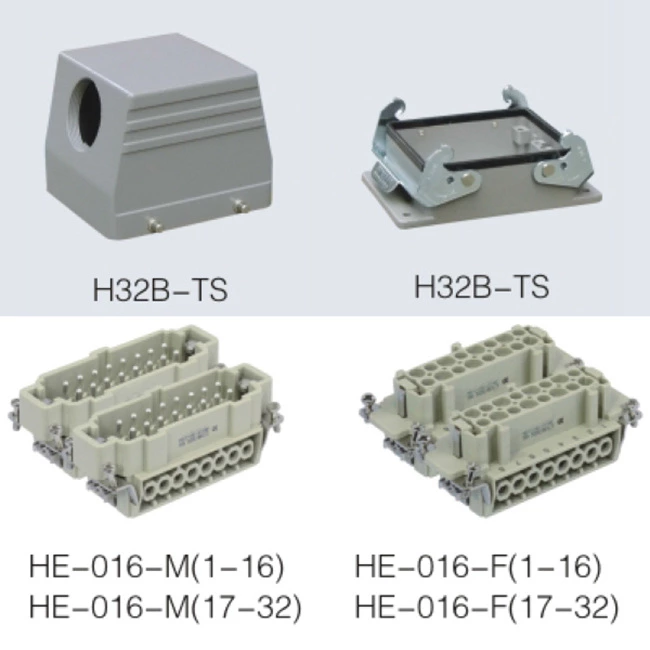 HE series 32 Poles of connector heavy duty power connector (With 1,2 levers)