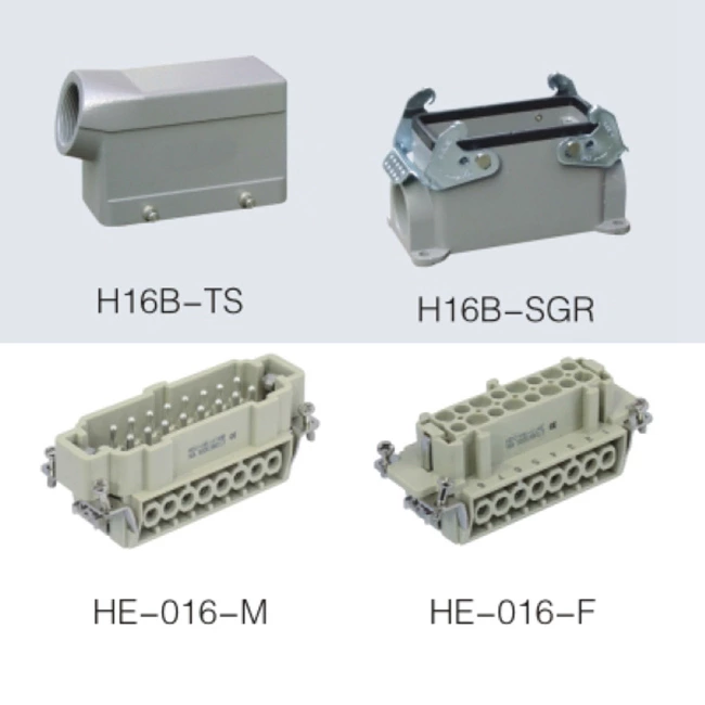 HE series 16 Poles of connector heavy duty power connector (With 1 levers)