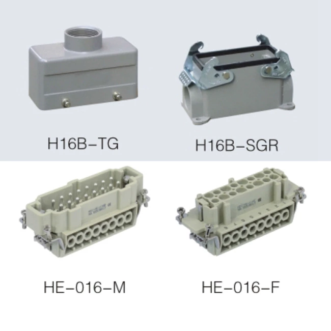 HE series 16 Poles of connector heavy duty power connector (With 1 levers)