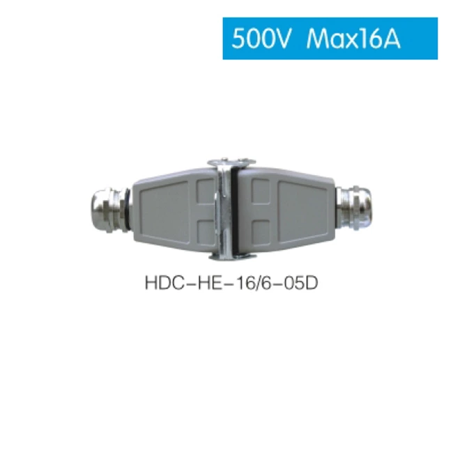 HDC HE 16/6 500V max16A Industrial rectangular plug socket heavy duty connector