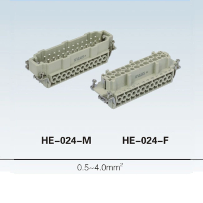 HE 6, 10, 16, 24, 32, 48 pin Insert Series heavy duty connector