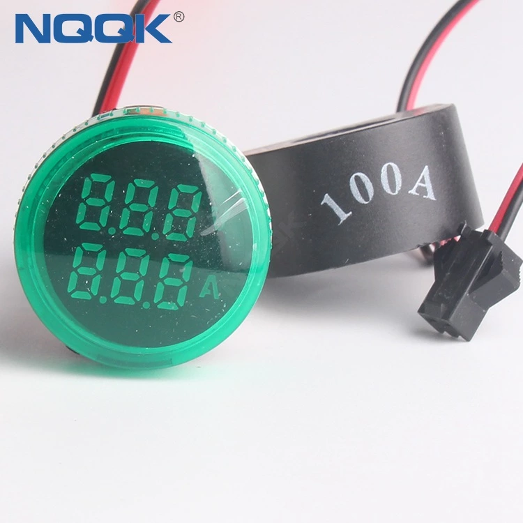 22mm 100A 50~500V AC White Green Red Yellow Blue Single LED Indicator Digital Voltmeter Ammeter