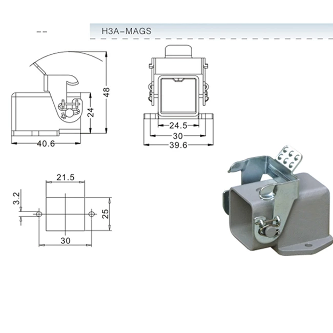 H3A Hood Housing industrial heavy duty rectangle connector