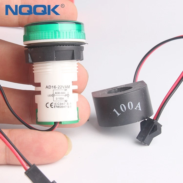 22mm 100A 50~500V AC White Green Red Yellow Blue Single LED Indicator Digital Voltmeter Ammeter