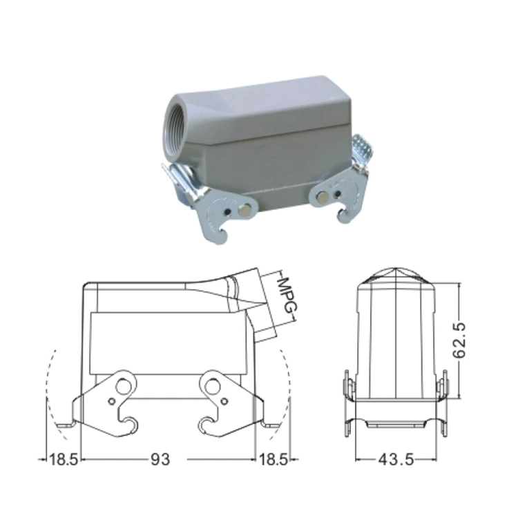H16B 3 Hood Housing industrial heavy duty rectangle connector