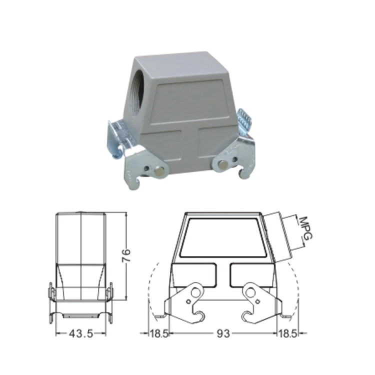 H16B 3 Hood Housing industrial heavy duty rectangle connector