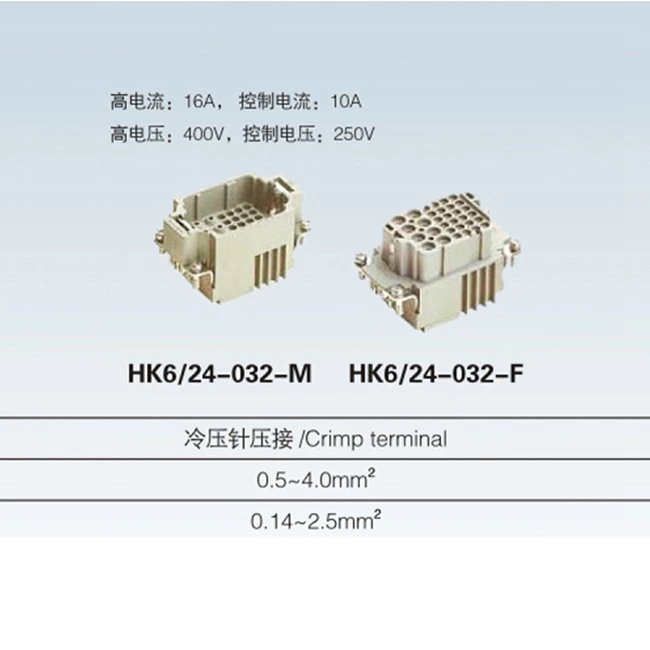 HK 4/0 6/12 12/2 6/36 8/24 pin male & female plug Insert heavy duty connector