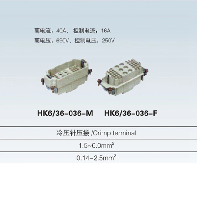 HK 4/0 6/12 12/2 6/36 8/24 pin male & female plug Insert heavy duty connector