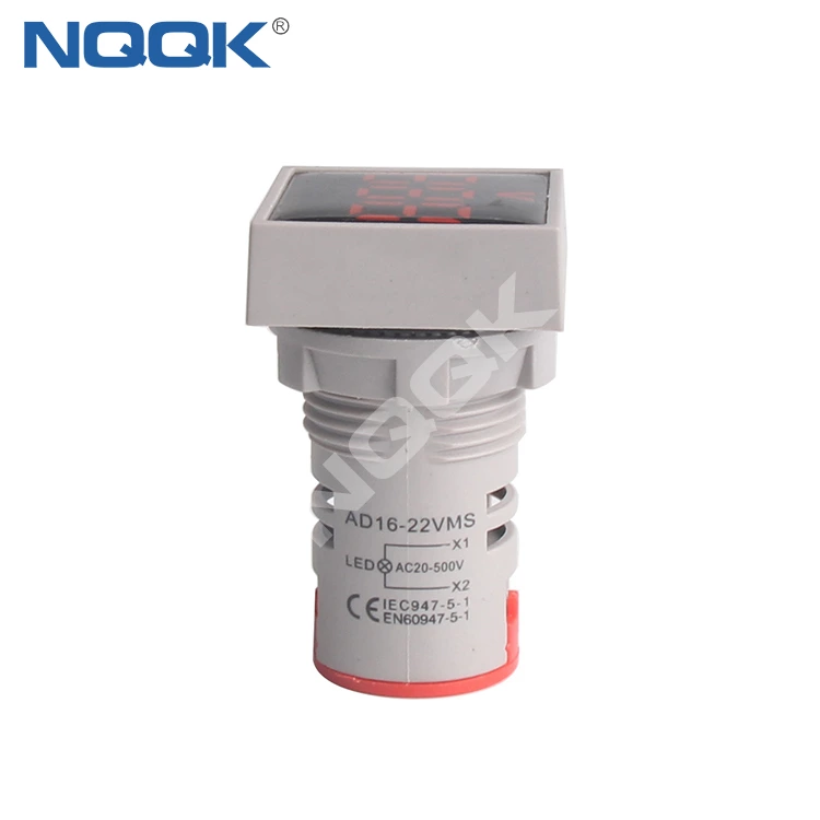 CE AD16 22mm Square Mini LED Indicator Light Lamp Digital Voltage Meter Voltmeter AC 12-500V