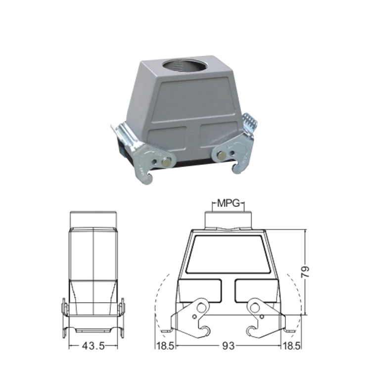 H16B 3 Hood Housing industrial heavy duty rectangle connector