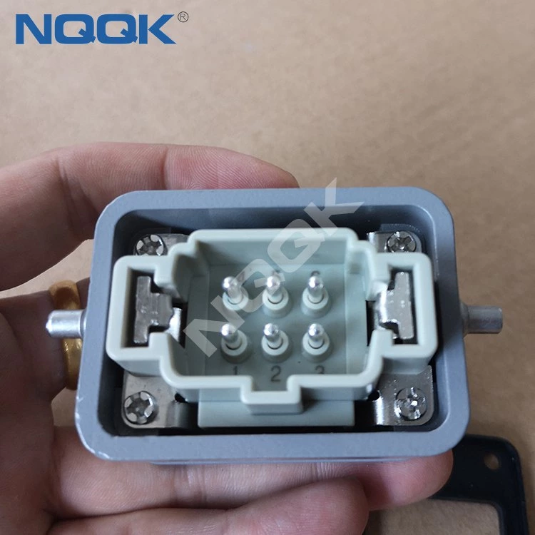 6 pin Screw spring top entry heavy duty electrical connector