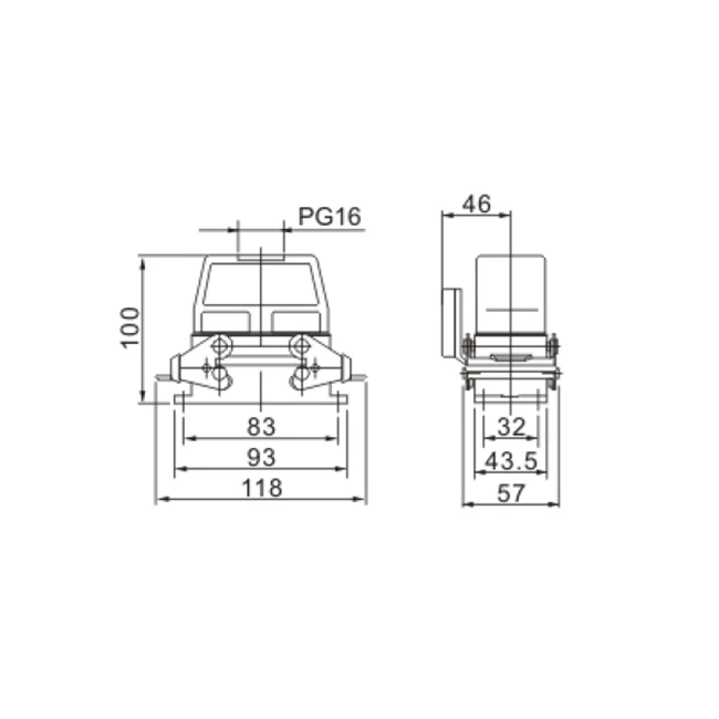 ACJ3 HDC-HE-16/10-02S 500V 16 10 pin industrial rectangular heavy duty connector