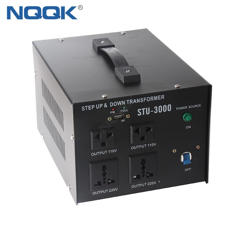 STU-3000VA 100W 10000W Black Case Step Up Down Transformer