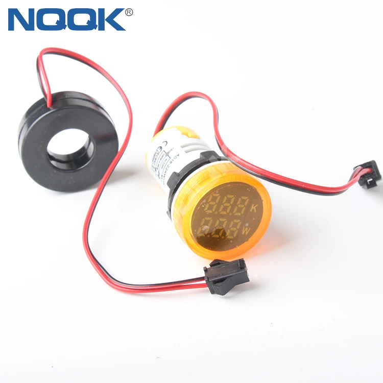 Double digital display round square current and voltage meter with transformer with LED indicator AC50 380V meter