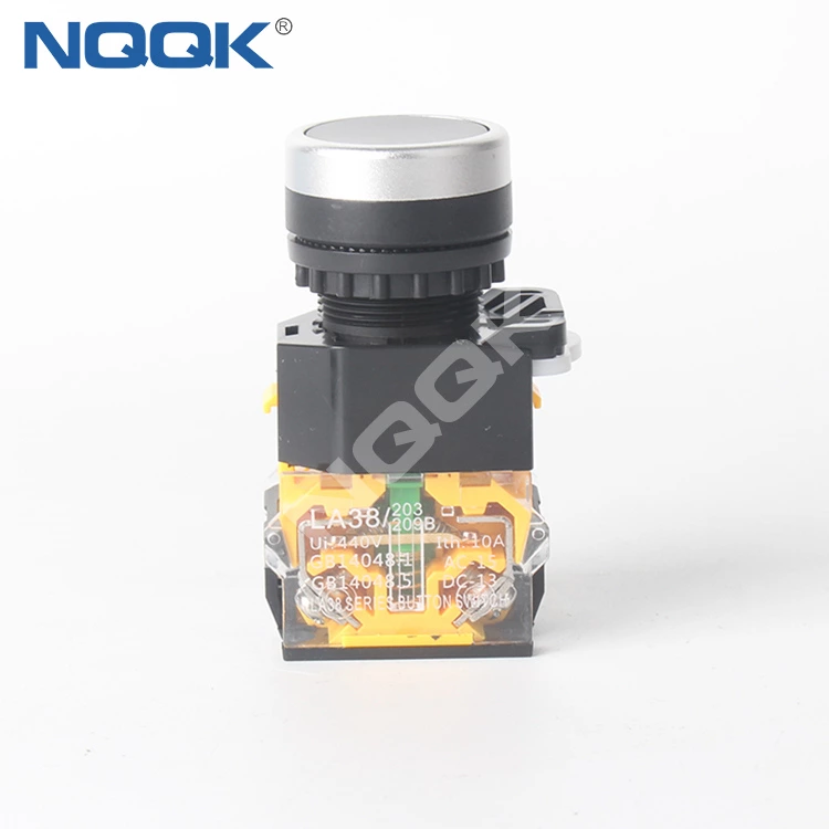 22MM push button switch LA38-11BN power switch start stop self reset self lock point moving round flat head