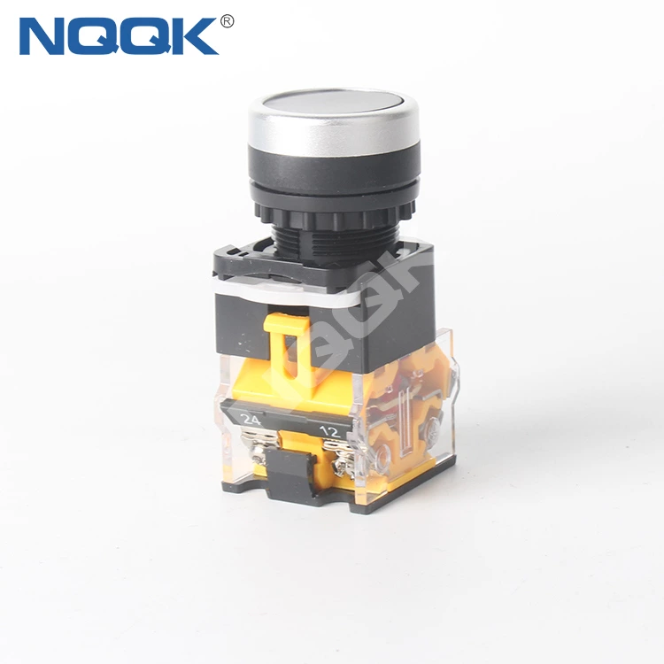 22MM push button switch LA38-11BN power switch start stop self reset self lock point moving round flat head