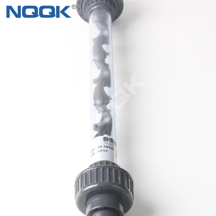 DN20 68620 PVC UPVC static mixer , sk type static pipeline mixer for ozone/liquid water mixing