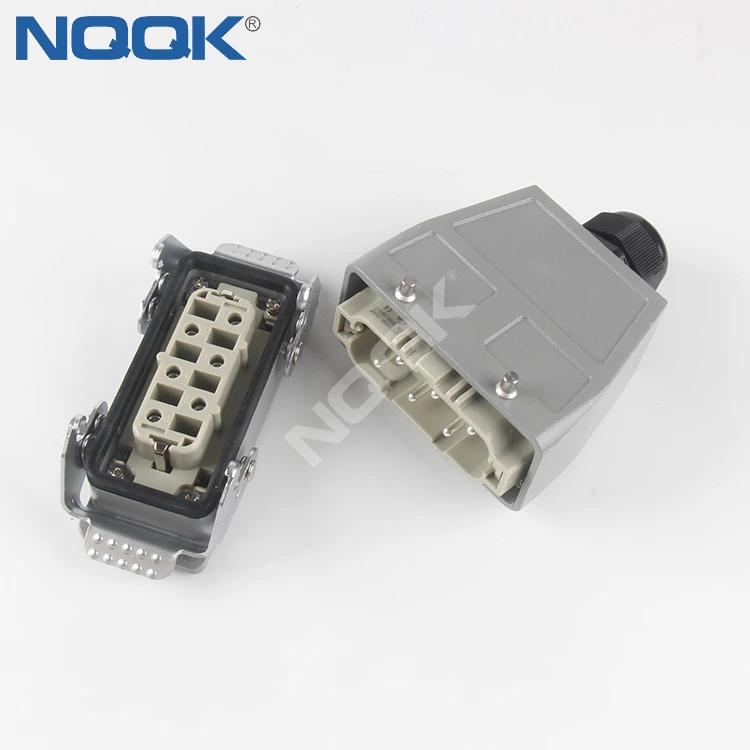 HDC-HSB-006-02S  Top entry HSB-006-M HSB-006-F H16B-TG H16B-AG  series   6 pin industrial rectangular waterproof plug heavy duty connector