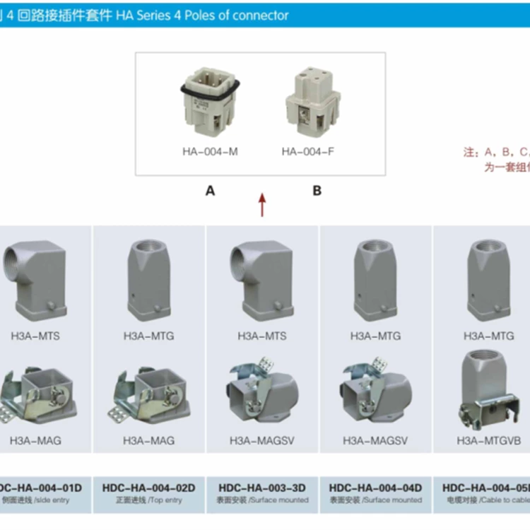 DHA-004-MF H3A-MTG H3A-MTGVB Cable to cable Heavy Duty Power Connector