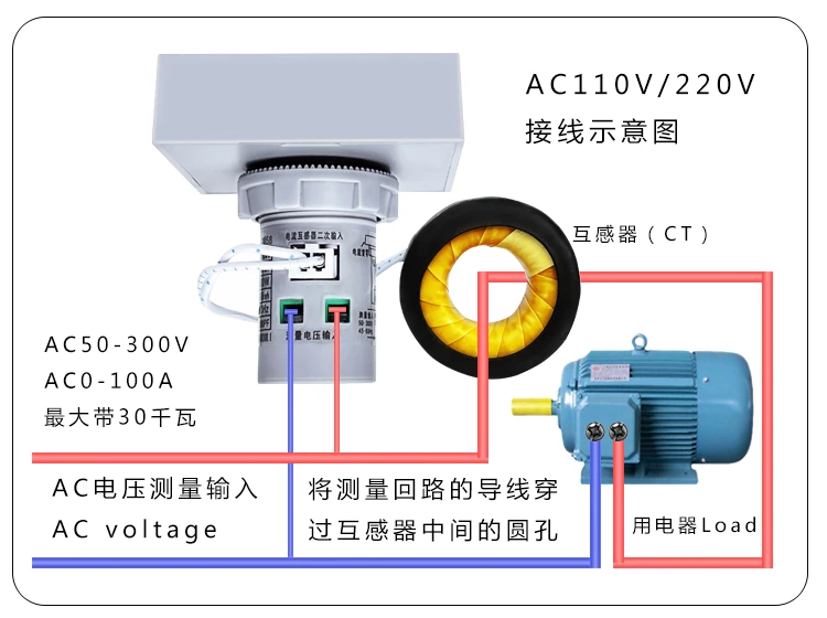 22mm Electric power monitor AC voltage current power frequency intelligent digital display meter