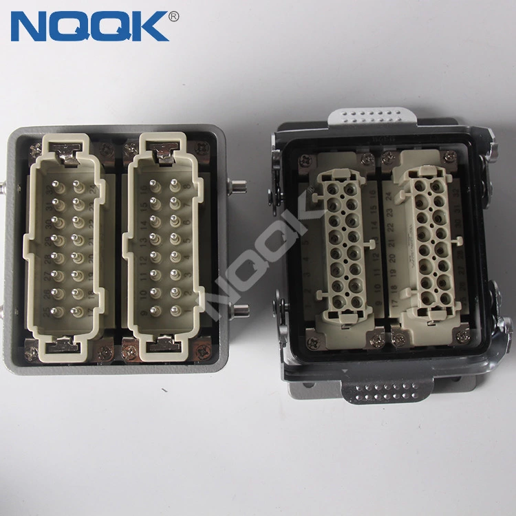 HDC-HE-032-02S 32pin combination HE-016-M HE-016-F H32B-TG H32B-AG Top entry heavy socket connector with 2 levers