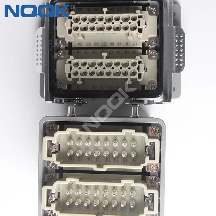 HDC-HE-032-02S 32pin combination HE-016-M HE-016-F H32B-TG H32B-AG Top entry heavy socket connector with 2 levers