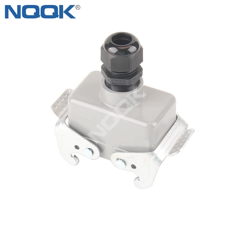 H10B-TGB Top outgoing line shell with double buckle Four ears Heavy duty connector housing
