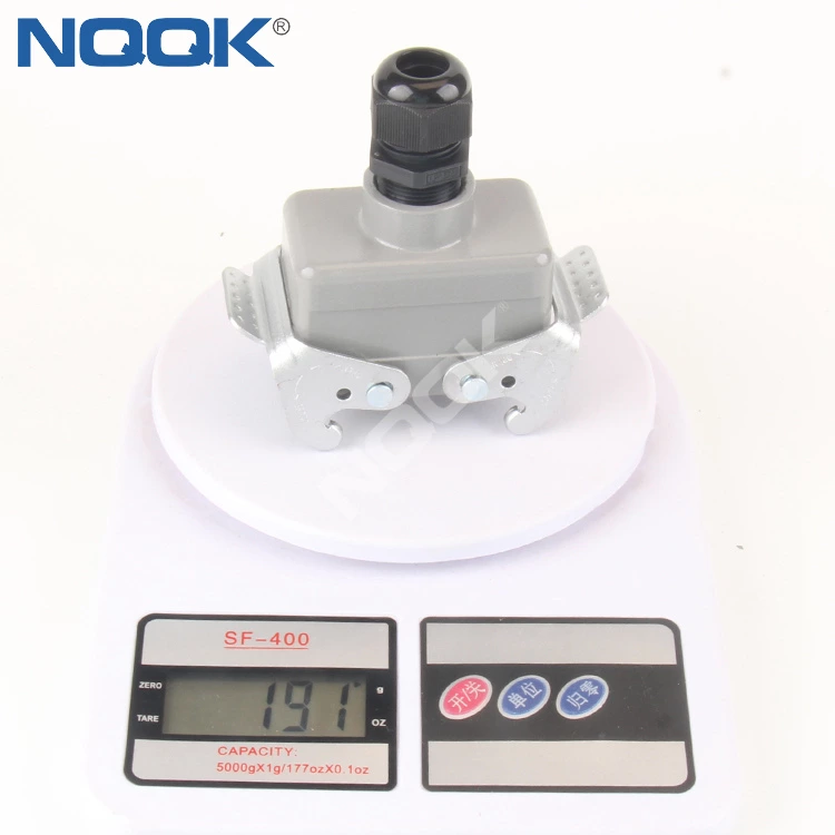 H10B-TGB Top outgoing line shell with double buckle Four ears Heavy duty connector housing
