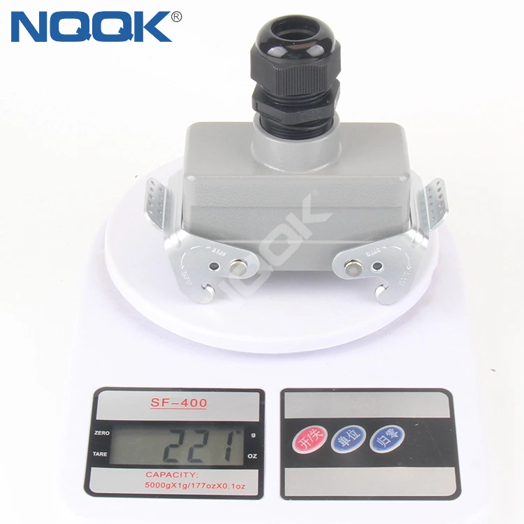 H16B-TGB Top outgoing line shell with double buckle Four ears Heavy duty connector housing