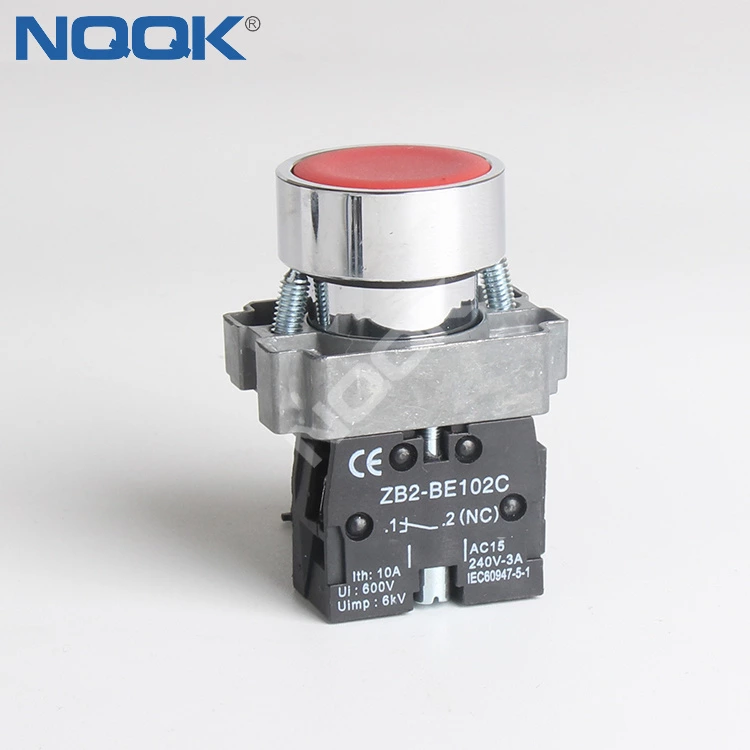 XB2-BA42 Metal Flat Button 22mm Automatic Reset Button Switch ZB2-BE102C Normally Closed Red